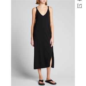 Bassike V-NECK JERSEY SLIP DRESS WITH SLIT HEM